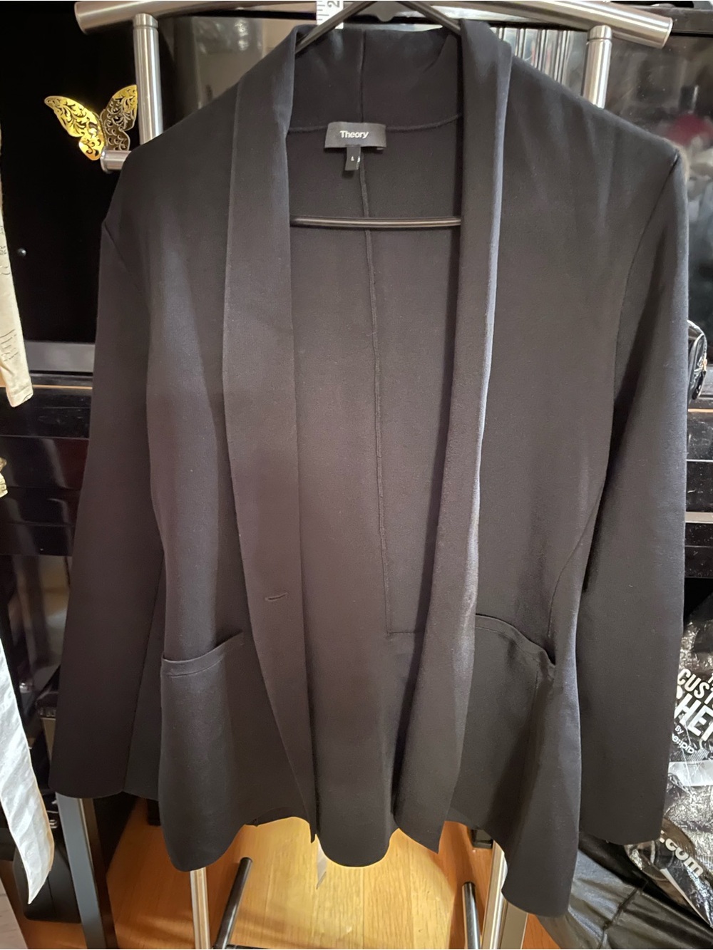 Theory Black Open-Front Longline Blazer